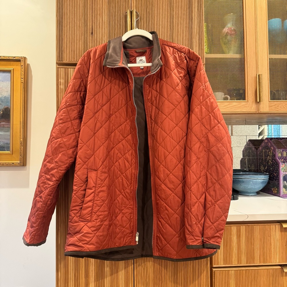 Peter Millar XXL Burnt Orange Quilted Puffy Jacket